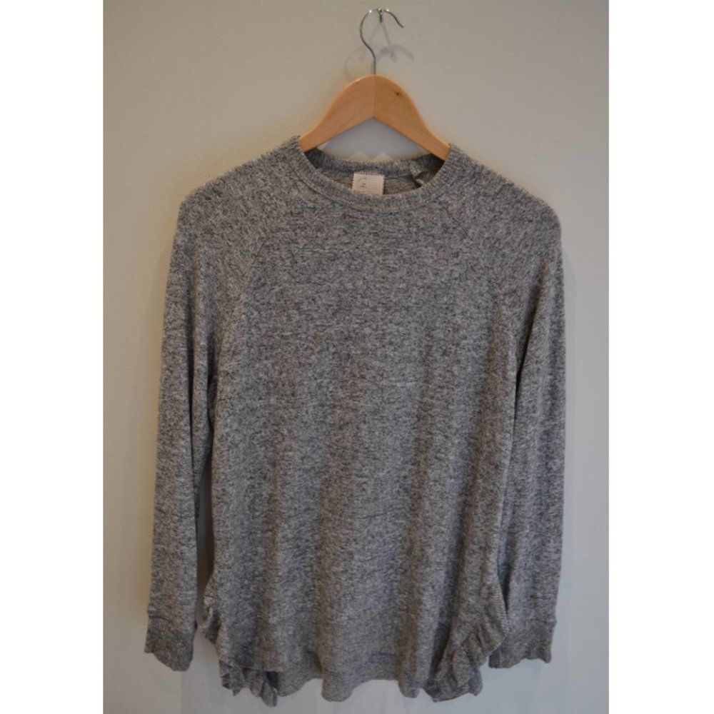 Anthropologie 9-H15 STCL Grey Long Sleeve with Side Ruffle Size S